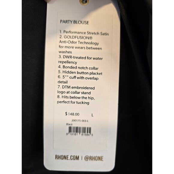 RHONE Women's Black Party Blouse size Large NWT. - Picture 8 of 11